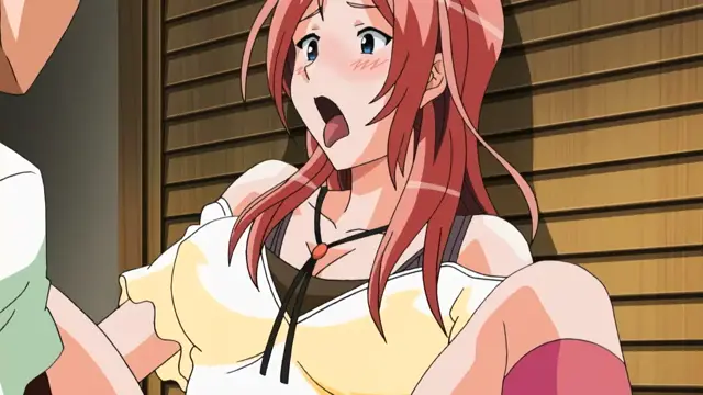 A blushing red-haired woman reacts with wide-eyed shock and intense pleasure during a spicy sexual encounter. Screenshot from TSF Monogatari - Episode 1. Screenshot from TSF Monogatari - Episode 1