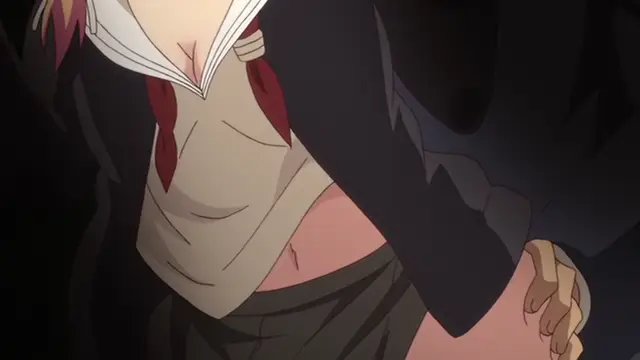 A close-up shot of a woman in an open kimono revealing her breasts and midriff as she is being grabbed from behind. Screenshot from Ore ga Kanojo o ***su Wake - Episode 6