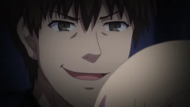 A male anime character with dark hair and a sly smile looks down at a female character's bare chest in an intimate scene. Screenshot from Ore ga Kanojo o ***su Wake - Episode 3