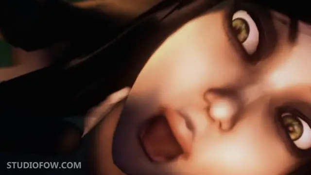 A close-up shot of a girl with large eyes and an open mouth looking up with a surprised expression. Screenshot from Madness Within