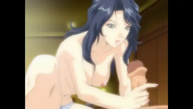 A woman with blue hair and a surprised expression leans forward, pointing a finger while partially undressed in a room. Screenshot from Foxy Nudes - Episode 1