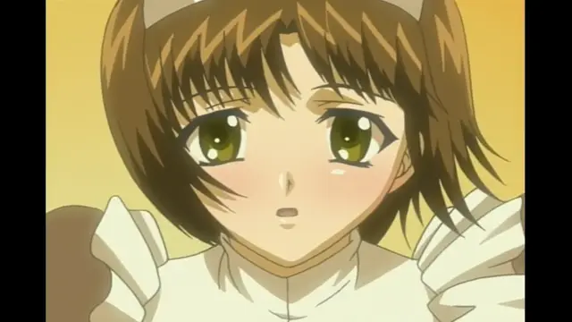 A blushing anime girl with brown hair in twin tails and a white outfit looks startled with a worried expression. Screenshot from Elfina: Yoru e to Urareta Oukoku de... - Episode 2