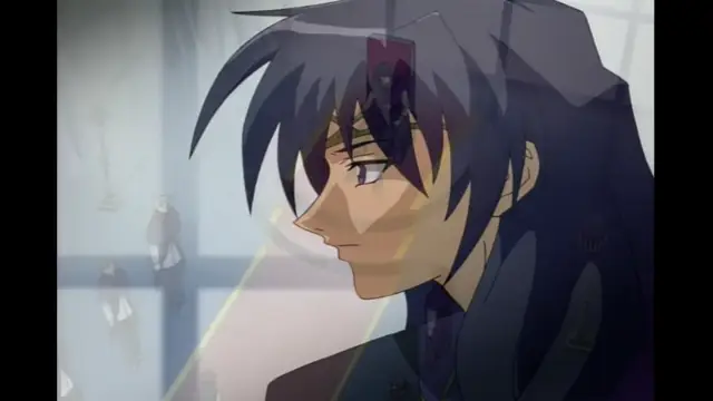 A young man with dark hair and a serious expression gazes into the distance while standing in a large, brightly lit room filled with mannequins. Screenshot from Elfina: Yoru e to Urareta Oukoku de... - Episode 3