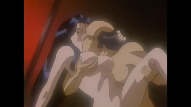 A man and a woman are shown in a close embrace, with the man holding the woman's legs as they kiss while both are naked. Screenshot from Imma Youjo: The Erotic Temptress - Episode 3