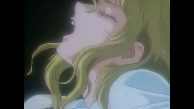 A close-up shot shows a blonde woman with sweat on her skin, eyes half-closed, and her head tilted back in an expression of intense pleasure. Screenshot from Imma Youjo: The Erotic Temptress - Episode 4