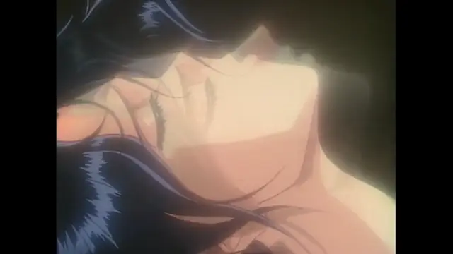 An anime woman with long dark hair lies on her back with her eyes closed and a flush on her face, appearing to be in a state of pleasure or exhaustion. Screenshot from Imma Youjo: The Erotic Temptress - Episode 5