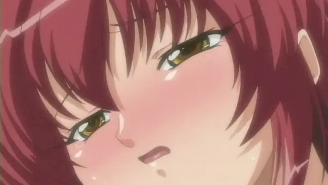 A close-up shot of a red-haired anime girl with blushing cheeks and teary eyes looking down with a dazed expression. Screenshot from Anejiru The Animation - Episode 2