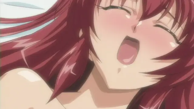 An anime girl with long red hair has her eyes closed and her mouth open in an expression of pleasure as she is shown in a close-up shot. Screenshot from Anejiru The Animation - Episode 2