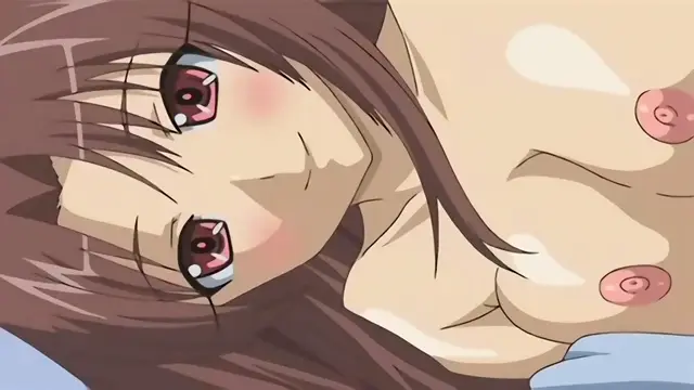 A blushing brown-haired anime girl lies on her side with her chest exposed, her large red eyes welling with tears. Screenshot from Anejiru 2 The Animation - Episode 1
