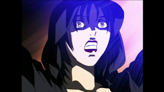 An anime girl with dark hair and shocked eyes looks startled with her mouth open in a close-up shot. Screenshot from Bible Black - Episode 3