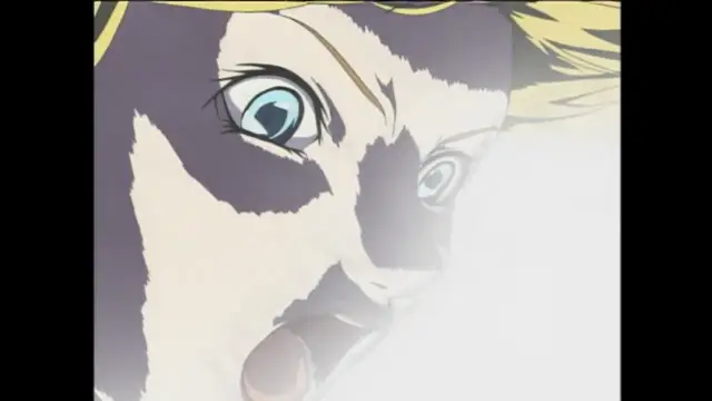A blonde-haired anime girl with wide eyes and an open mouth expresses a shocked or overwhelmed facial expression. Screenshot from Bible Black - Episode 6