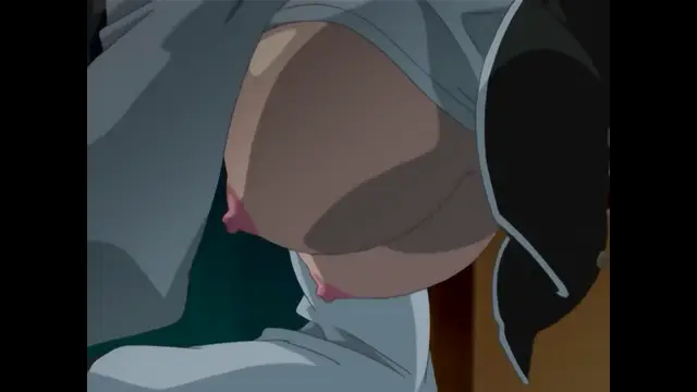 A close-up shot shows a woman's large breasts with visible nipples peeking out from under her white clothing as she leans forward. Screenshot from Bible Black Only Imari Rape - Special