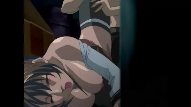 A close-up shot from an anime shows a woman with dark hair lying face down on a bed while being penetrated from behind by a man. Screenshot from Bible Black Only Imari Rape - Special