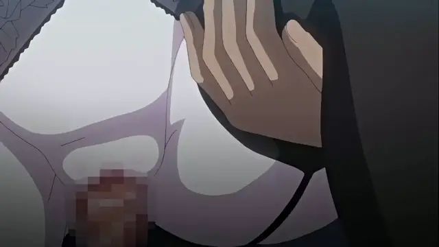 A close-up shot shows a woman's large breasts and a man's hand grabbing her from behind while a blurred penis is inserted into her vagina. Screenshot from Toilet no Hanako-san vs Kukkyou Taimashi - Episode 4