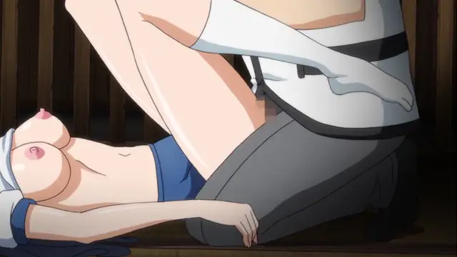 A woman in a white shirt and grey pants straddles another woman who is lying on the ground, focusing on the area where the woman on top is penetrating the woman on the bottom. Screenshot from Maiden Infringement Play - Episode 2