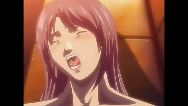 A close-up shot of a woman with long reddish-brown hair gasping with her mouth open and eyes closed, seemingly in a state of pleasure or climax. Screenshot from Discipline - Episode 4