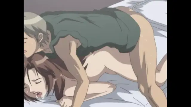 A man in a green shirt and a woman with brown hair are lying on a bed in a sexual position, with the man's penis inside her vagina. Screenshot from Cambrian - Episode 2