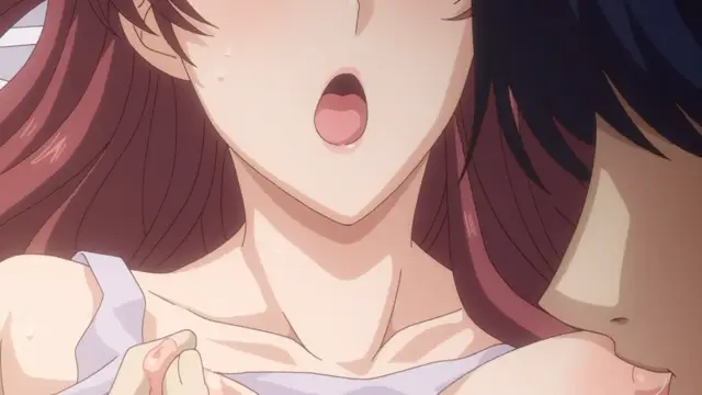A close-up anime shot shows a girl with long brown hair and a surprised expression looking at a dark-haired man whose face is partially visible next to her. Screenshot from Eternity: Shin`ya no Nurekoi Channel - Episode 5