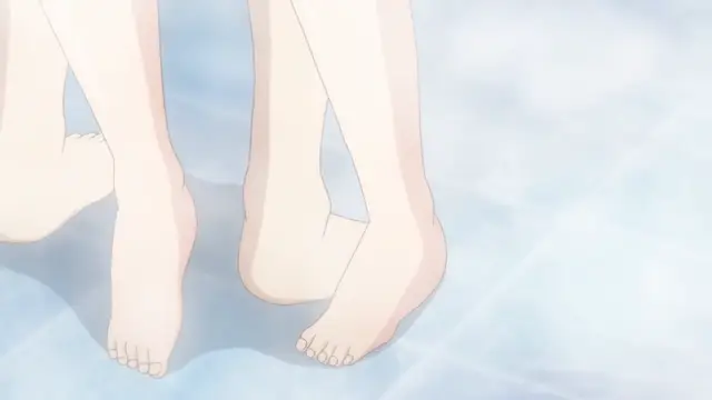 A close-up shot of the bare legs and feet of multiple women standing in a pool of water. Screenshot from Eternity: Shin`ya no Nurekoi Channel - Episode 5