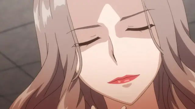 An anime girl with long light-brown hair has her eyes closed and a serene expression on her face. Screenshot from Eternity: Shin`ya no Nurekoi Channel - Episode 6