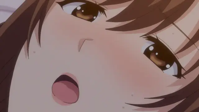 A close-up of an anime girl with brown hair, blushing deeply with a shocked expression and her mouth open. Screenshot from Eternity: Shin`ya no Nurekoi Channel - Episode 12